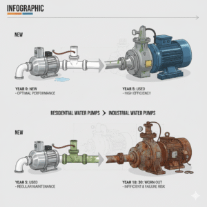 عمر مضخة المياه